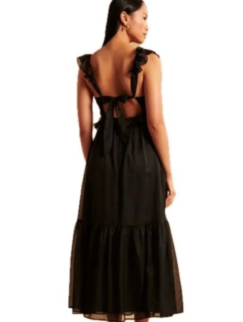 Abercrombie & Fitch Drama Ruffle Maxi Dress - Black Size Medium